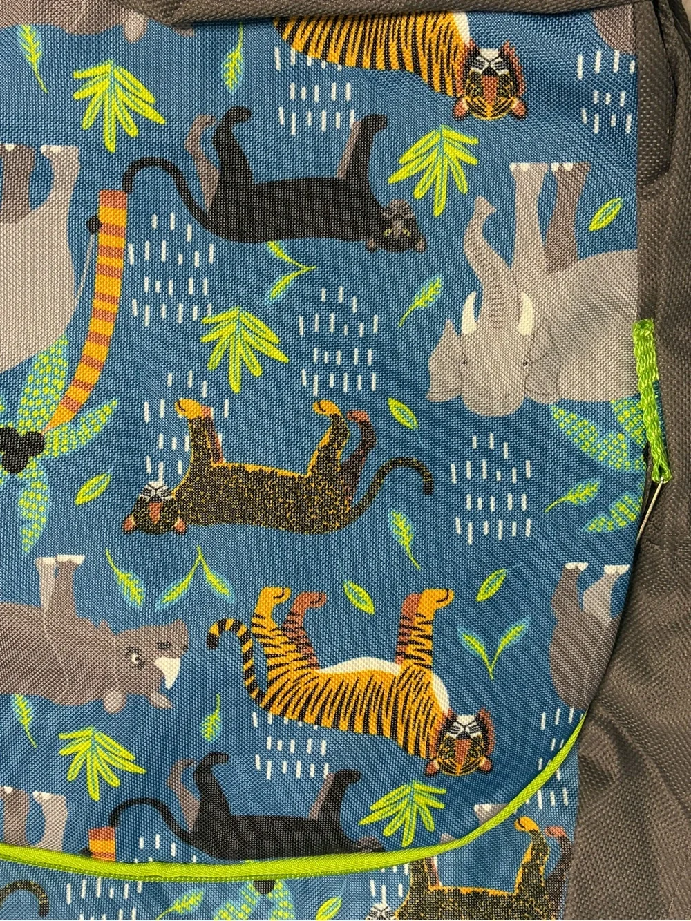 Kids Jungle Animal Backpack Tiger Elephant Rhino Blue Green School Bag